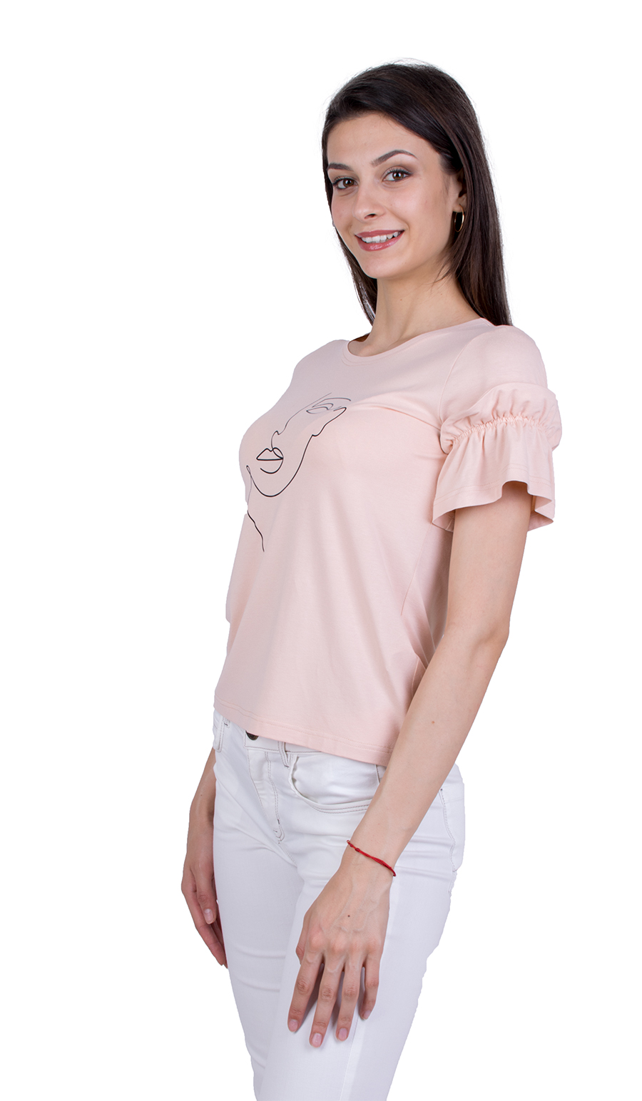 Women's T-shirt with Short Sleeves B 21174 PINK / 2021 Women's T-shirt with Short Sleeves B 21174 PINK / 2021