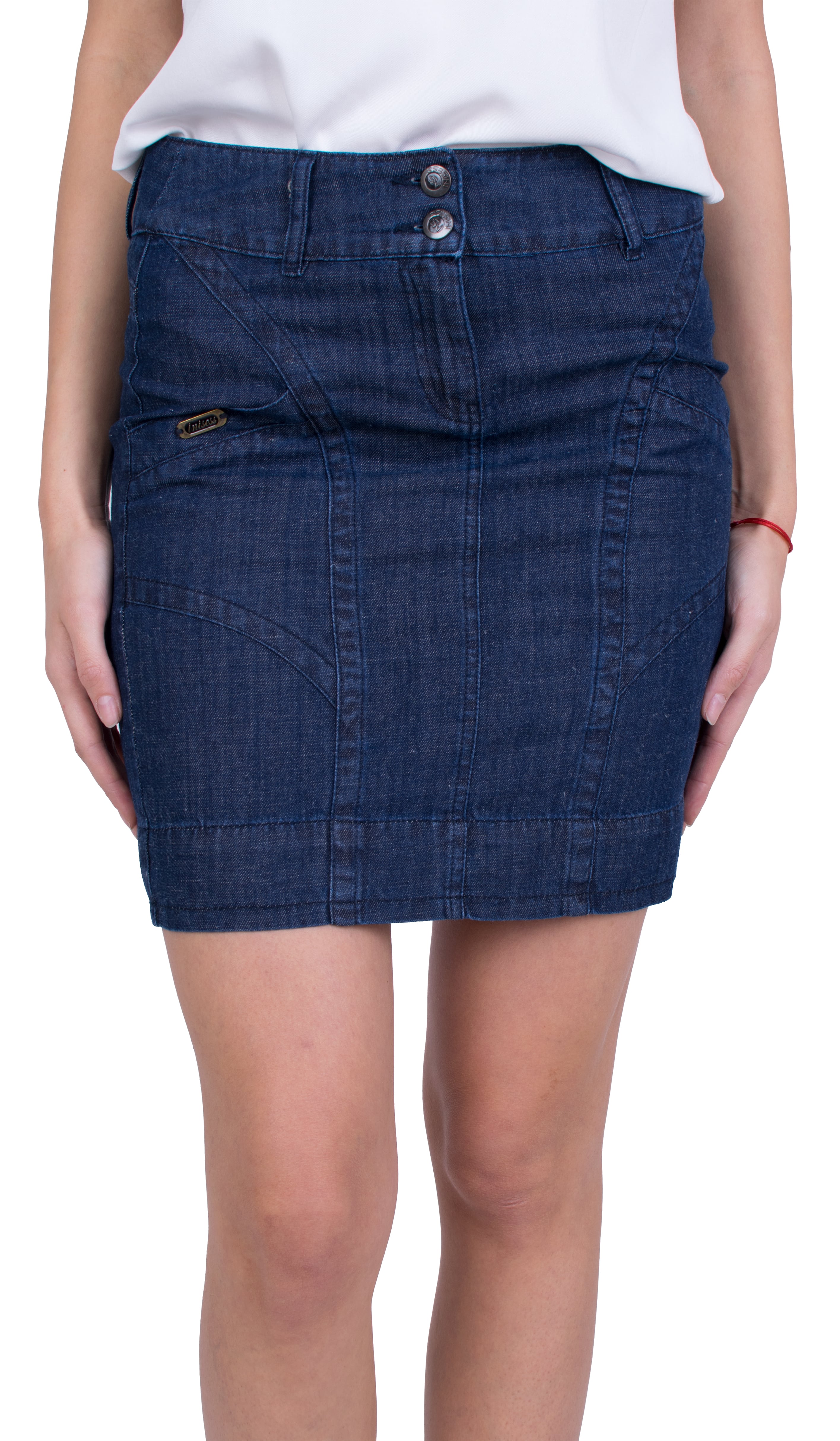 Fustă scurtă din denim pentru femei P 21113 / 2021 Fustă scurtă din denim pentru femei P 21113 / 2021