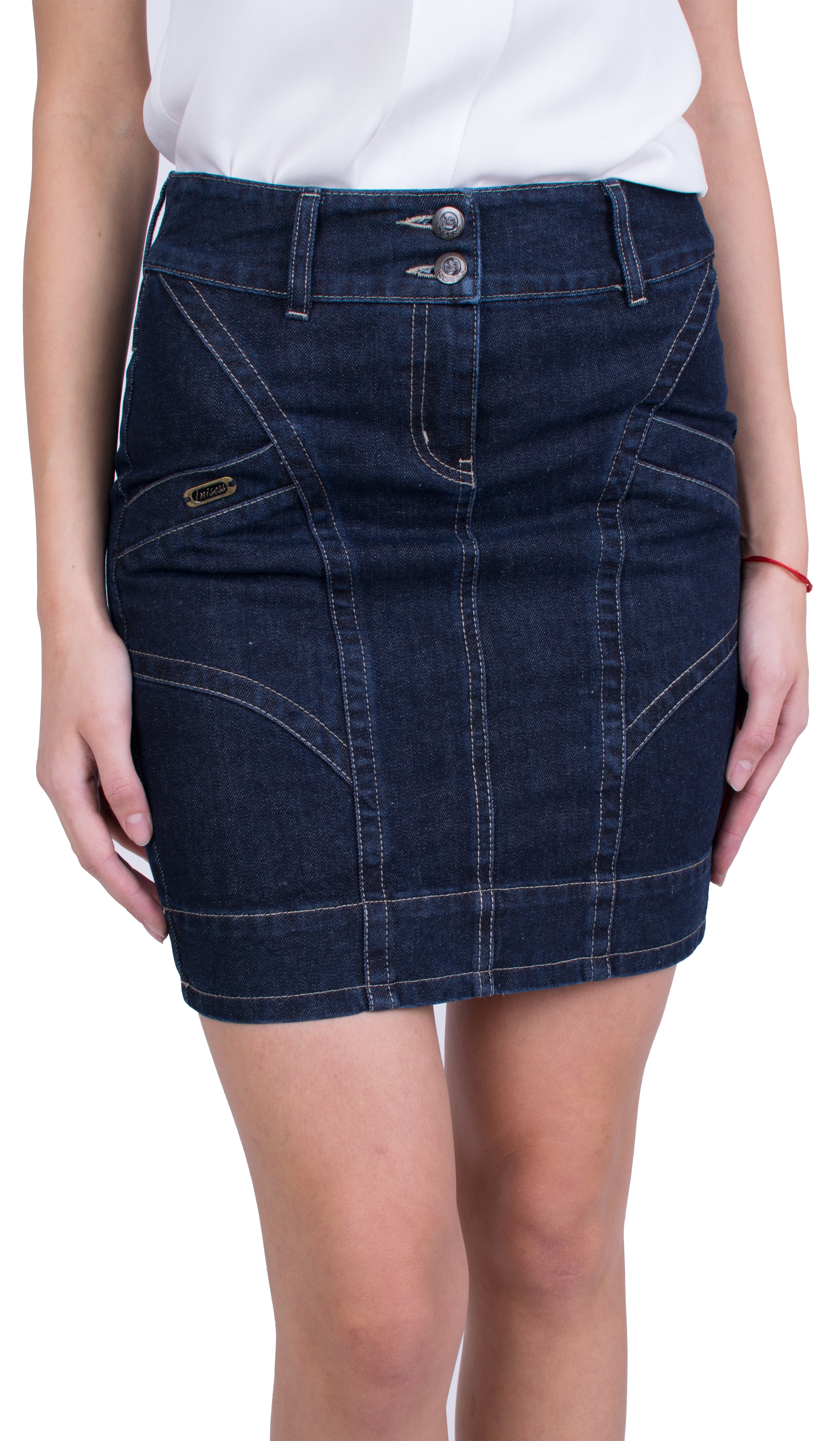Fustă scurtă din denim pentru femei P 21115 / 2021 Fustă scurtă din denim pentru femei P 21115 / 2021