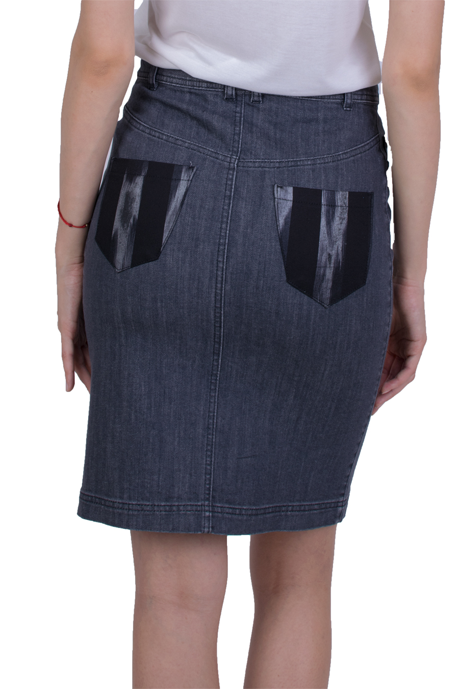 Fustă din denim gri Business Lungime 21503 Fustă din denim gri Business Lungime 21503