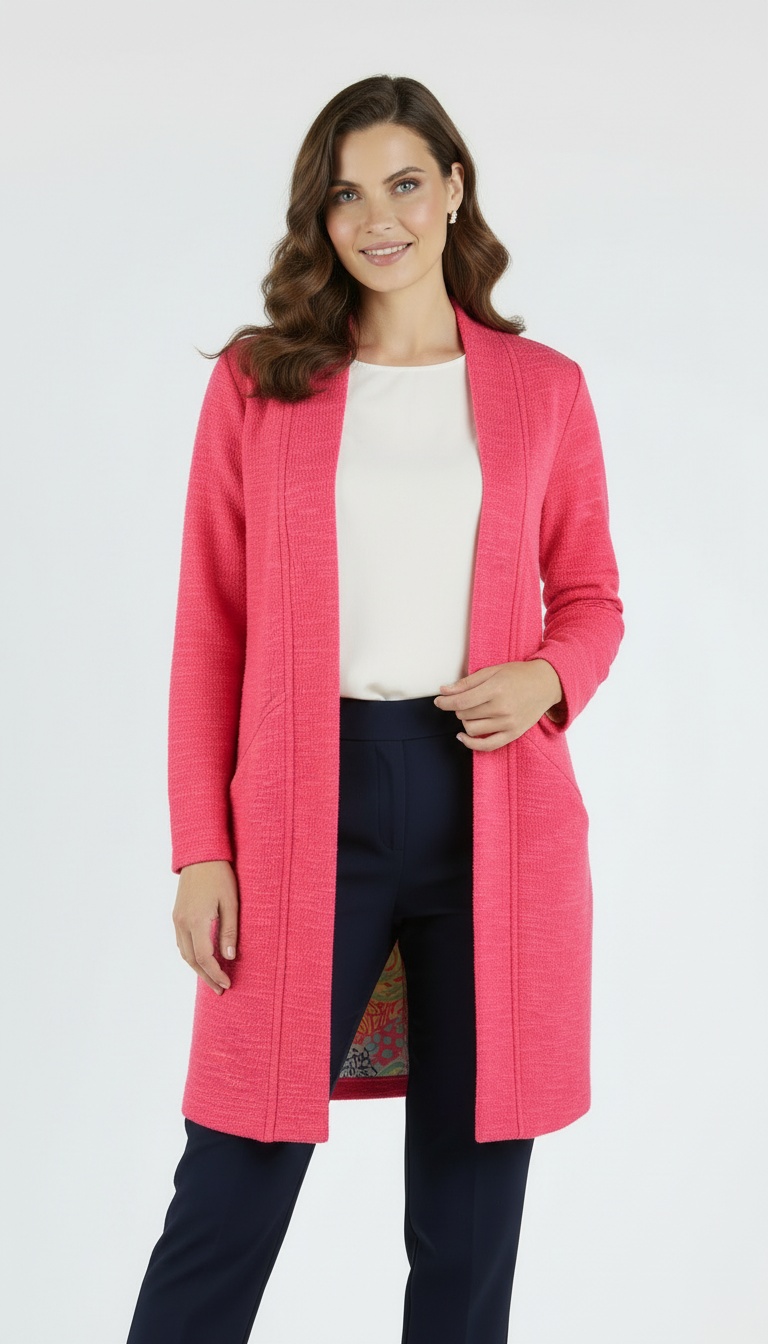 Cardigan de damă în roz caramel 23125 / 2023 Cardigan de damă în roz caramel 23125 / 2023