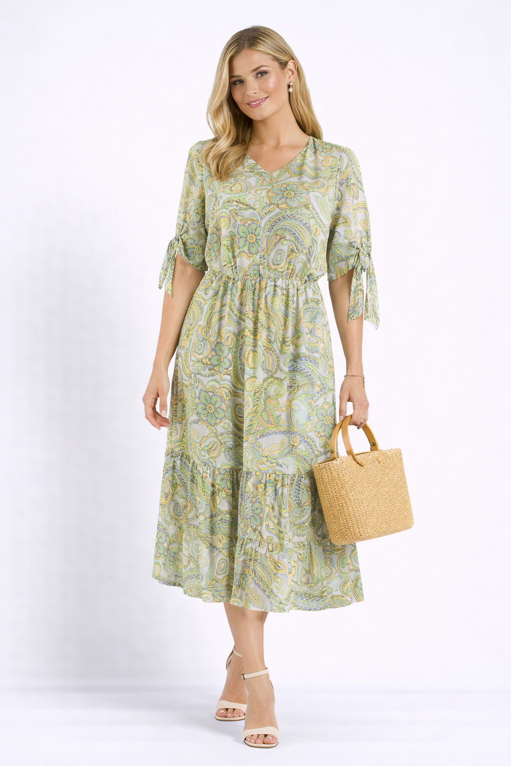 Women's Dress with Green Print 23145 / 2023 Women's Dress with Green Print 23145 / 2023