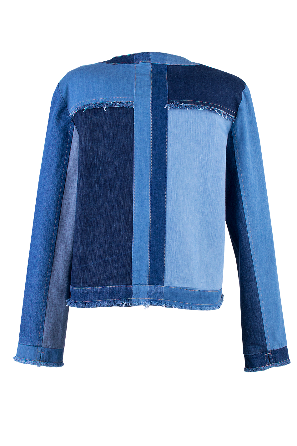 Jachetă din denim pentru femei Patchwork 24117 / 2024 Jachetă din denim pentru femei Patchwork 24117 / 2024