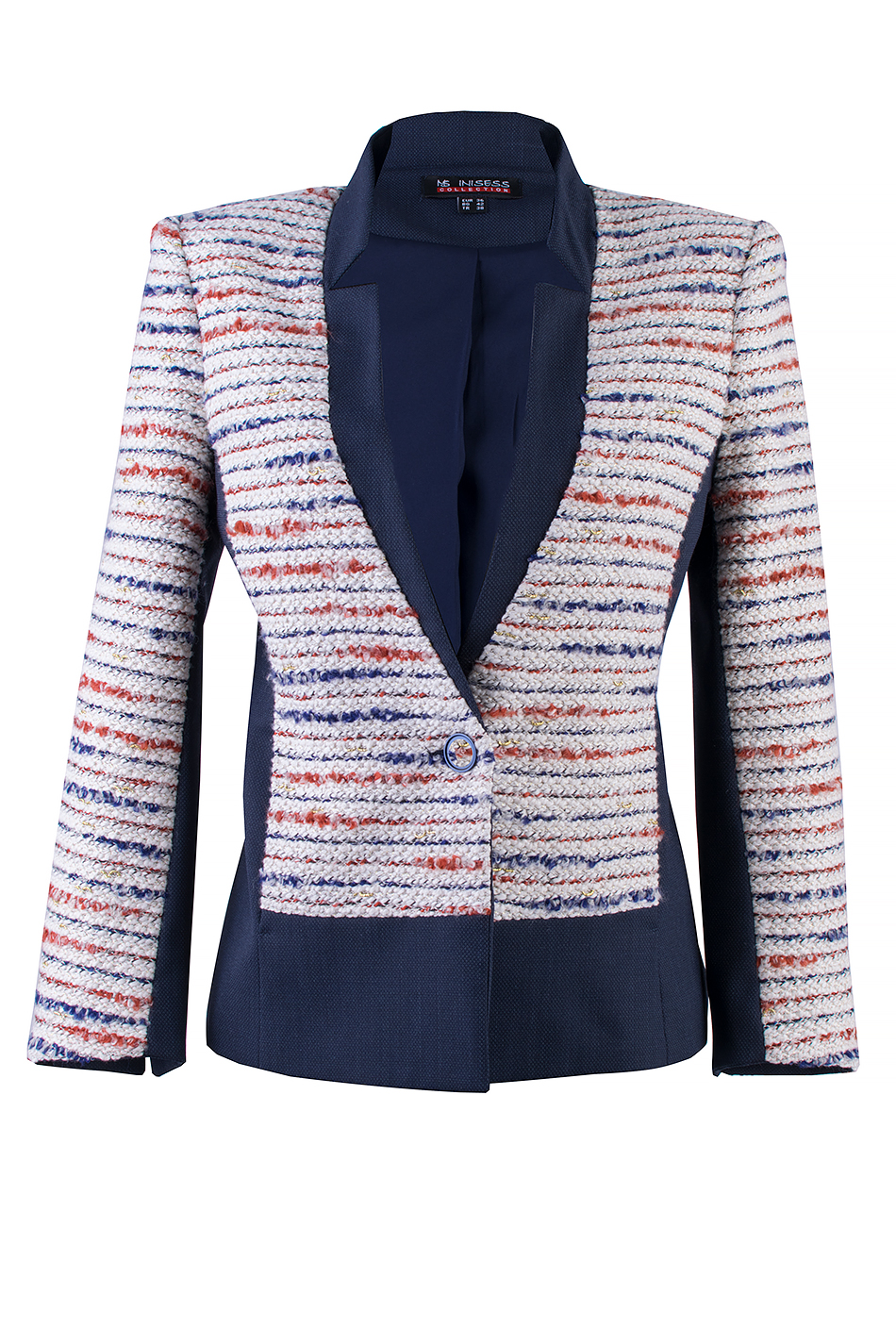 Geaca spectaculoasa albastru inchis cu Boucle 24125 / 2024 Geaca spectaculoasa albastru inchis cu Boucle 24125 / 2024