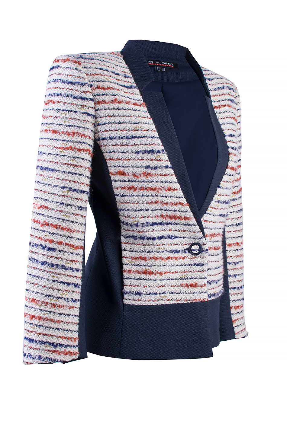 Geaca spectaculoasa albastru inchis cu Boucle 24125 / 2024 Geaca spectaculoasa albastru inchis cu Boucle 24125 / 2024