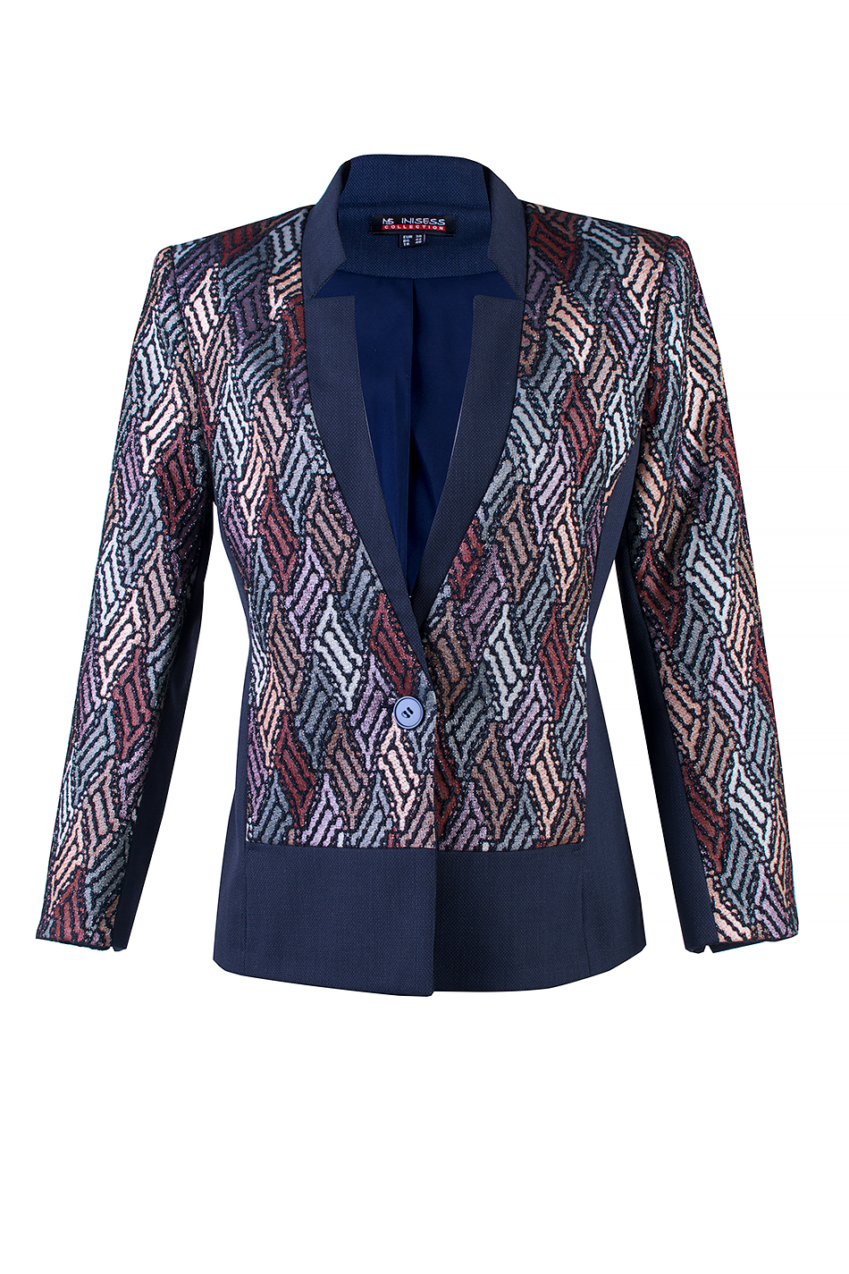 Pastel Parlak Desenli Lacivert Blazer 24127 / 2024 Pastel Parlak Desenli Lacivert Blazer 24127 / 2024