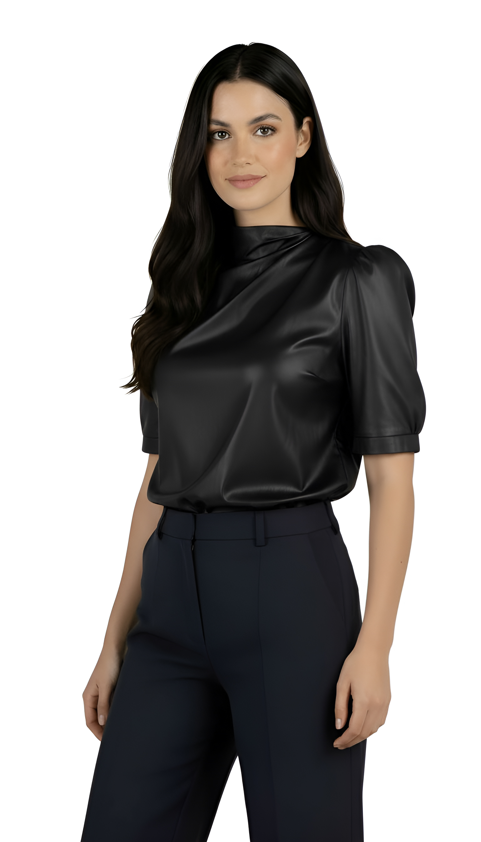 Stylish Women's Blouse with Short Puff Sleeves 25115 / 2025 Stylish Women's Blouse with Short Puff Sleeves 25115 / 2025