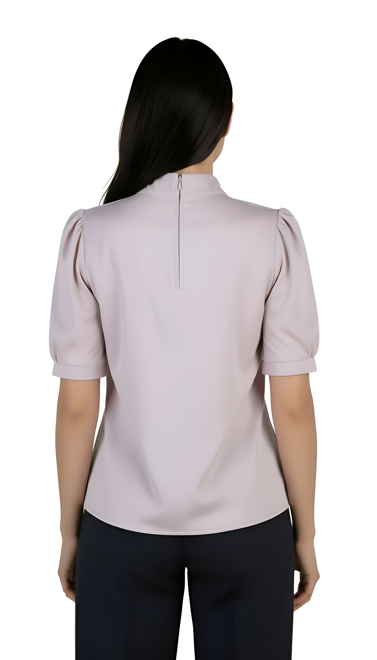 Women's Blouse in Powder Color with Short Puff Sleeve 25115 Pink / 2025 Women's Blouse in Powder Color with Short Puff Sleeve 25115 Pink / 2025