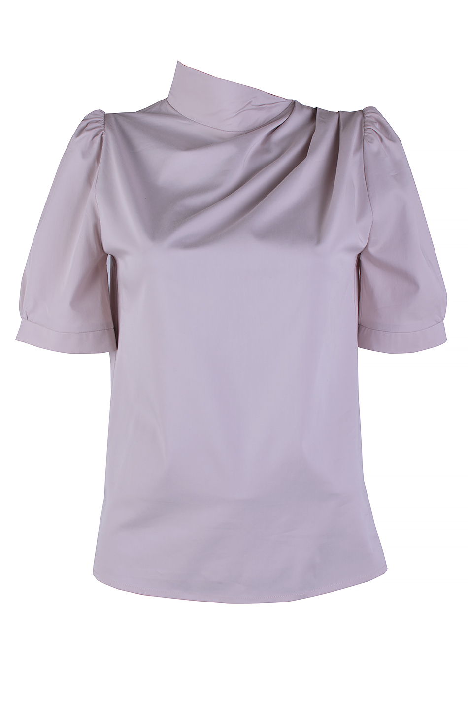 Women's Blouse in Powder Color with Short Puff Sleeve 25115 Pink / 2025 Women's Blouse in Powder Color with Short Puff Sleeve 25115 Pink / 2025