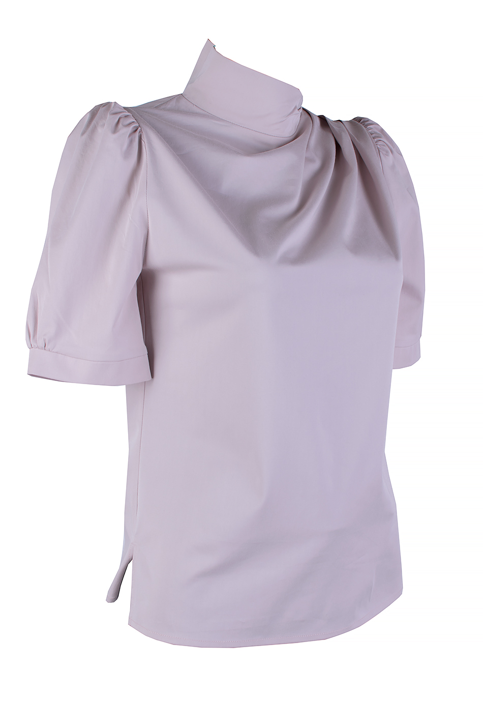 Women's Blouse in Powder Color with Short Puff Sleeve 25115 Pink / 2025 Women's Blouse in Powder Color with Short Puff Sleeve 25115 Pink / 2025
