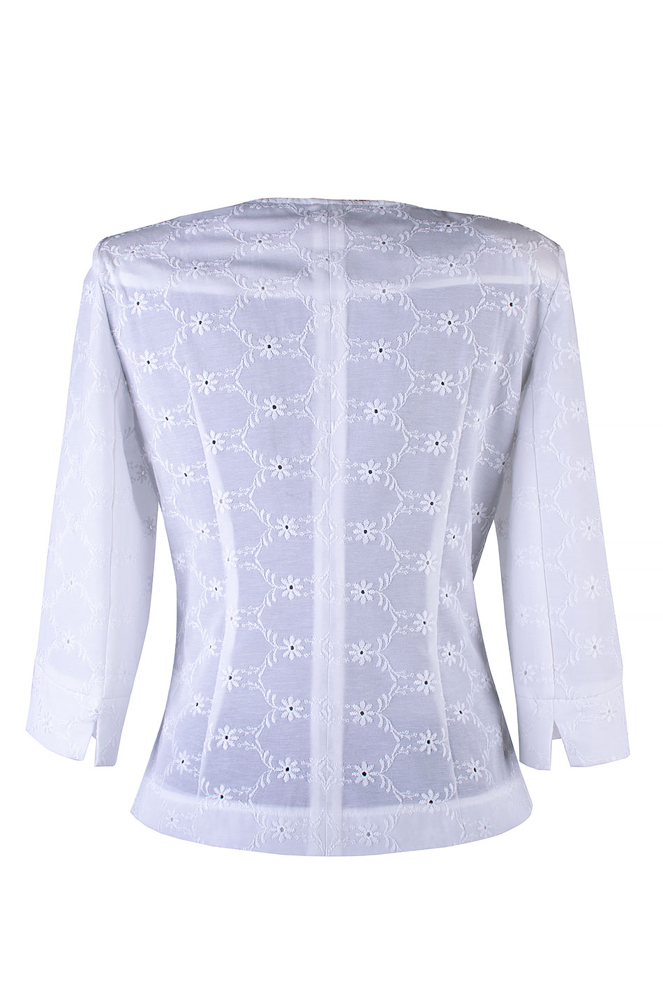 Elegant Women's White Jacket with Embroidered Lace 25135 / 2025 Elegant Women's White Jacket with Embroidered Lace 25135 / 2025