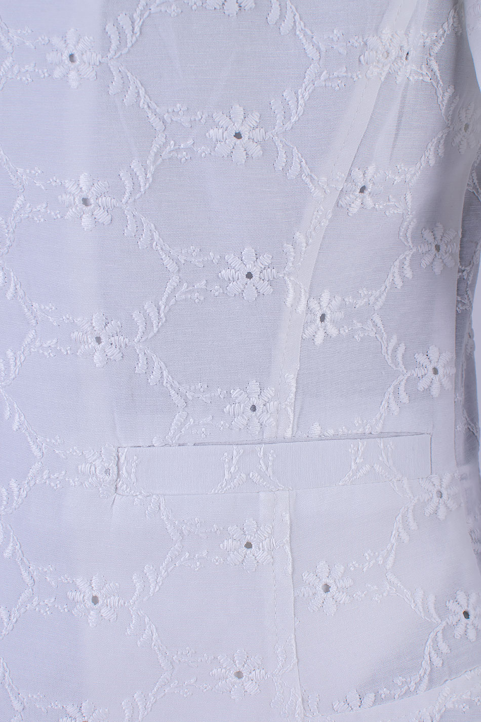 Elegant Women's White Jacket with Embroidered Lace 25135 / 2025 Elegant Women's White Jacket with Embroidered Lace 25135 / 2025
