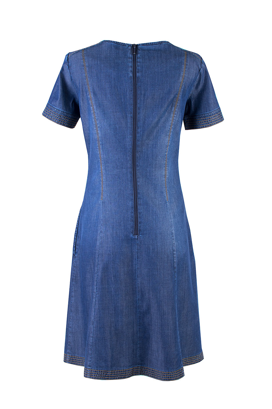 Summer Denim Dress from Tencel with Decorative Stitching 25123 / 2025 Summer Denim Dress from Tencel with Decorative Stitching 25123 / 2025