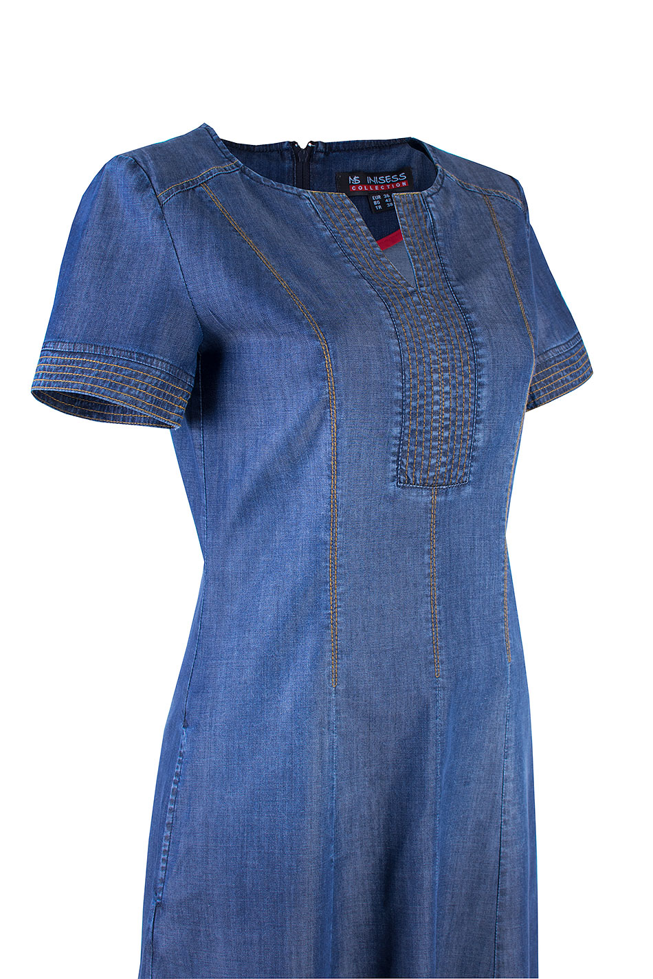 Summer Denim Dress from Tencel with Decorative Stitching 25123 / 2025 Summer Denim Dress from Tencel with Decorative Stitching 25123 / 2025