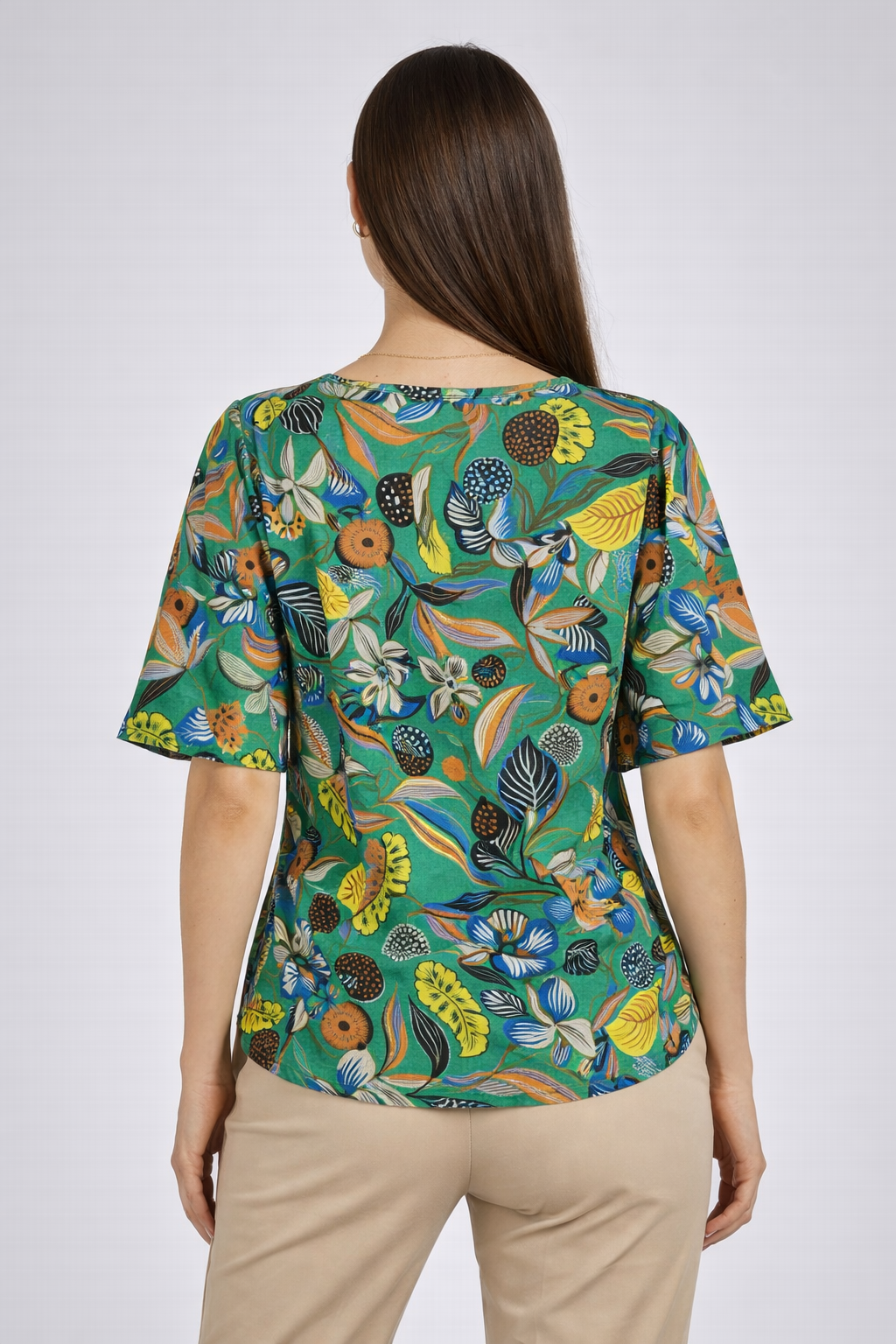 Elegant Blouse with Floral Print - Green Inspiration 26115 / 2026 Elegant Blouse with Floral Print - Green Inspiration 26115 / 2026