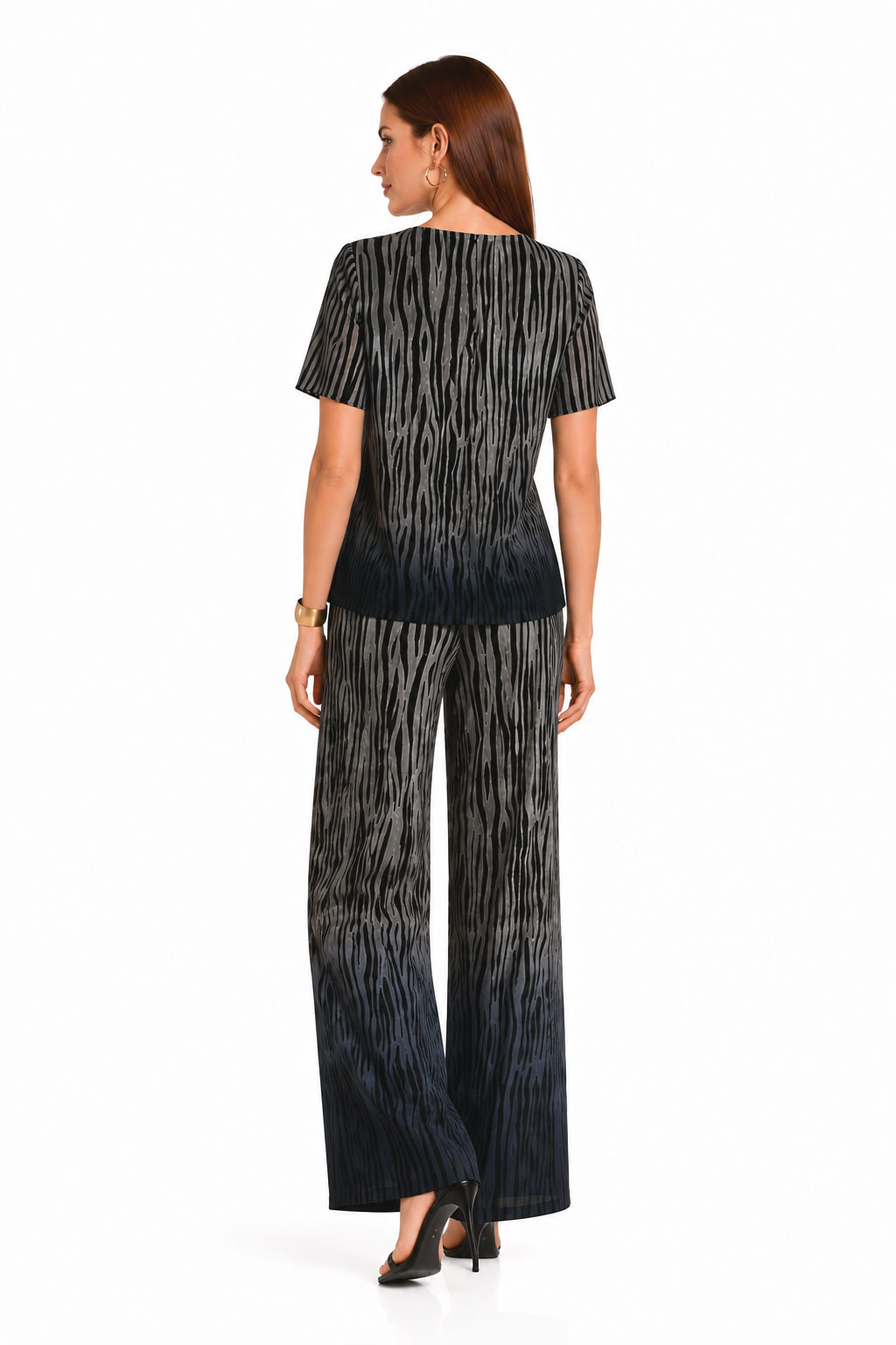 Set de damă Ombre Zebra – Bluză și Pantaloni din Viscoză 26116 -127 / 2026 Set de damă Ombre Zebra – Bluză și Pantaloni din Viscoză 26116 -127 / 2026