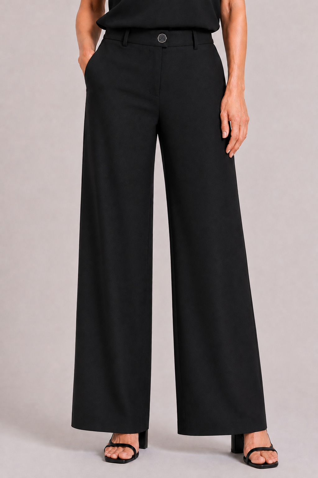 Black Tencel Women's Set with Blouse and Wide Pants 26131 - 128 black / 2026 Black Tencel Women's Set with Blouse and Wide Pants 26131 - 128 black / 2026