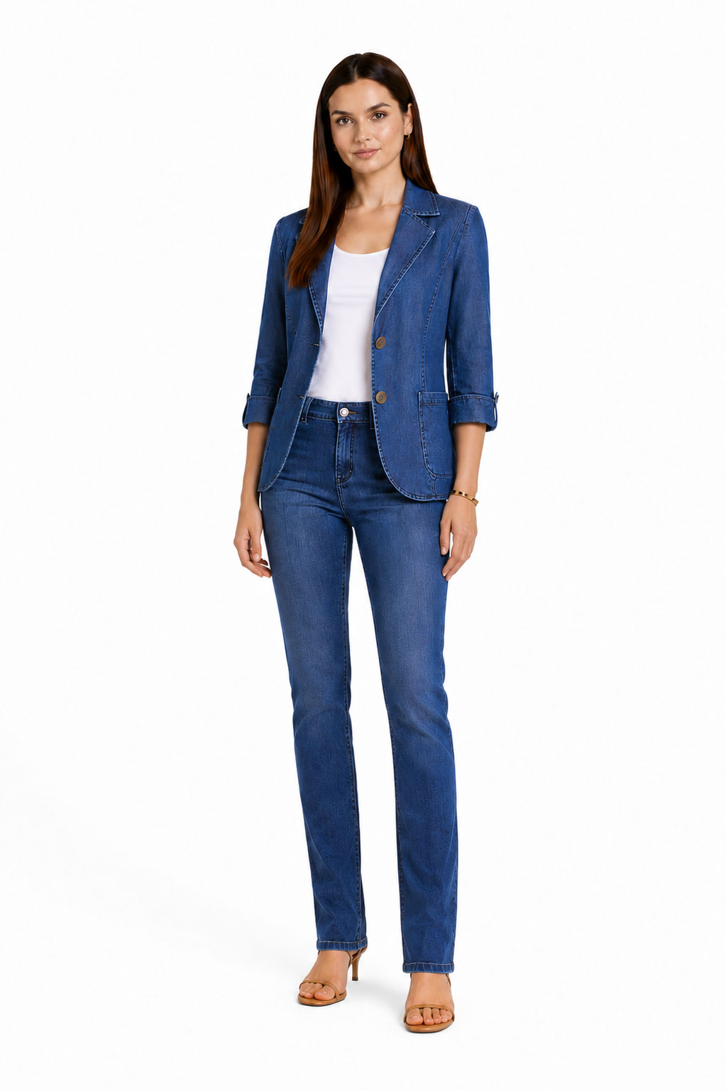 Set Elegant din Denim Albastru de la Tencel – Jachetă și Blugi Lungi 26117 - 110 / 2026 Set Elegant din Denim Albastru de la Tencel – Jachetă și Blugi Lungi 26117 - 110 / 2026