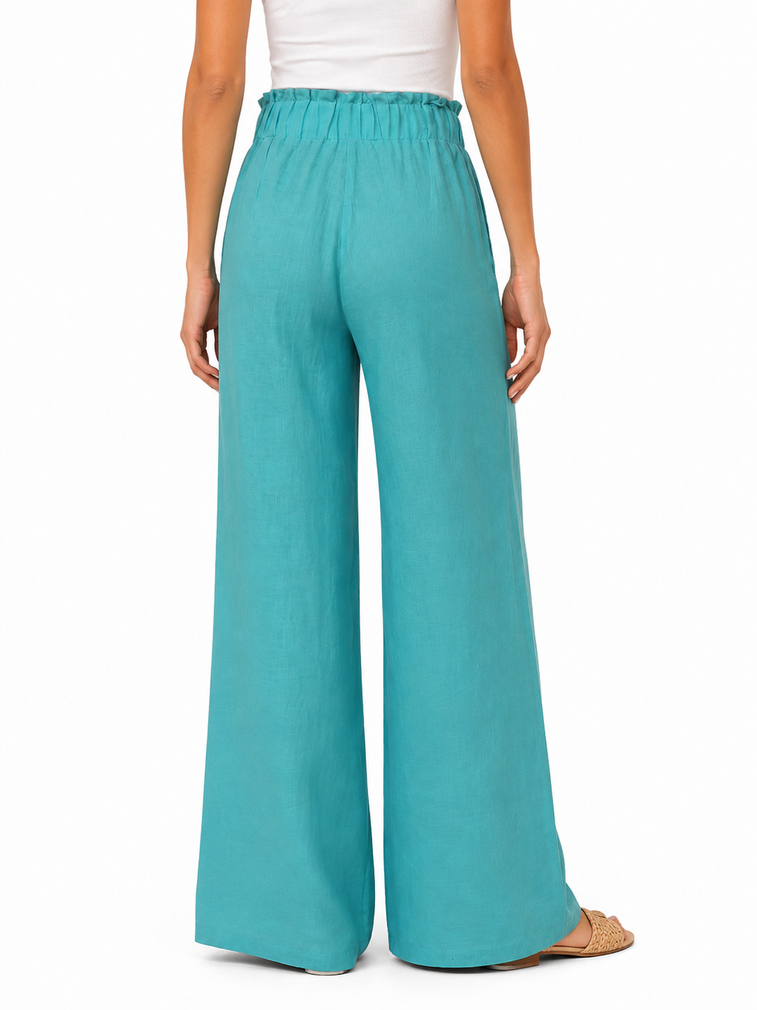 Women's Linen Trousers Turquoise 26123 - The Freshest Summer Model for 2026 / 2026 Women's Linen Trousers Turquoise 26123 - The Freshest Summer Model for 2026 / 2026