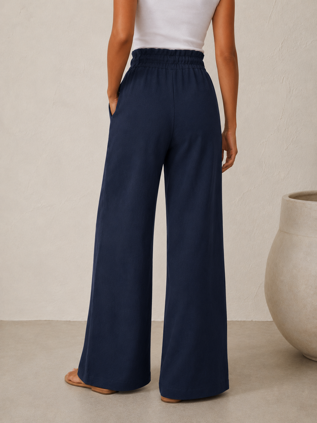 Women's Linen Pants Dark Blue 26123 dark blue - Summer Elegance / 2026 Women's Linen Pants Dark Blue 26123 dark blue - Summer Elegance / 2026