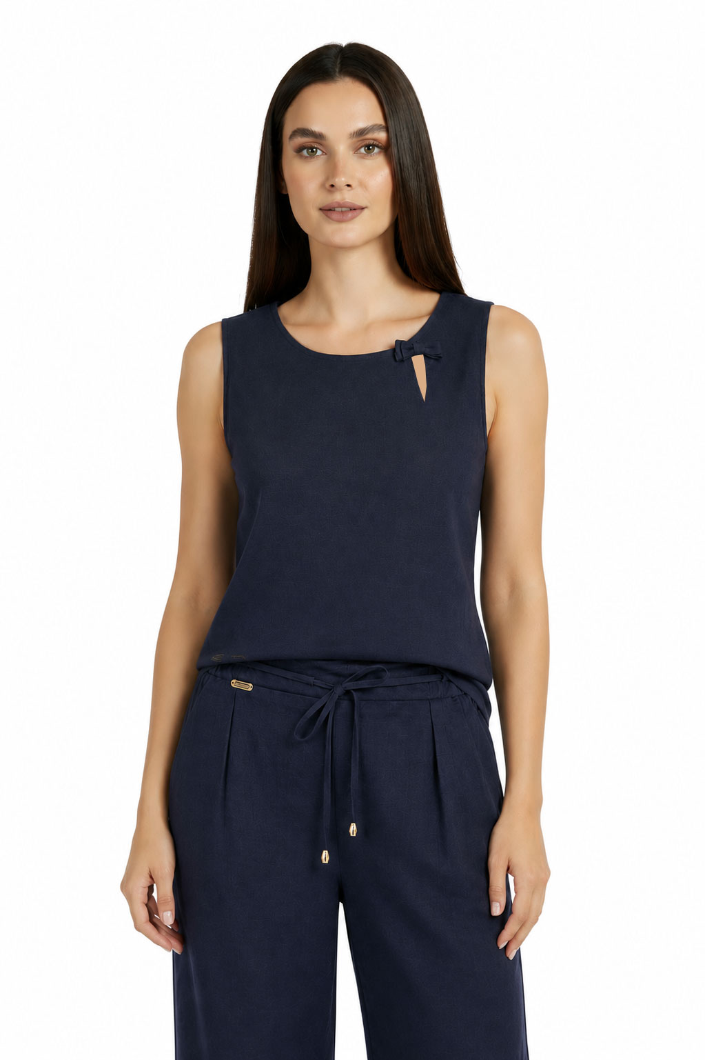 Women's Linen Tank Top in Dark Blue 26125 / 2026 Women's Linen Tank Top in Dark Blue 26125 / 2026