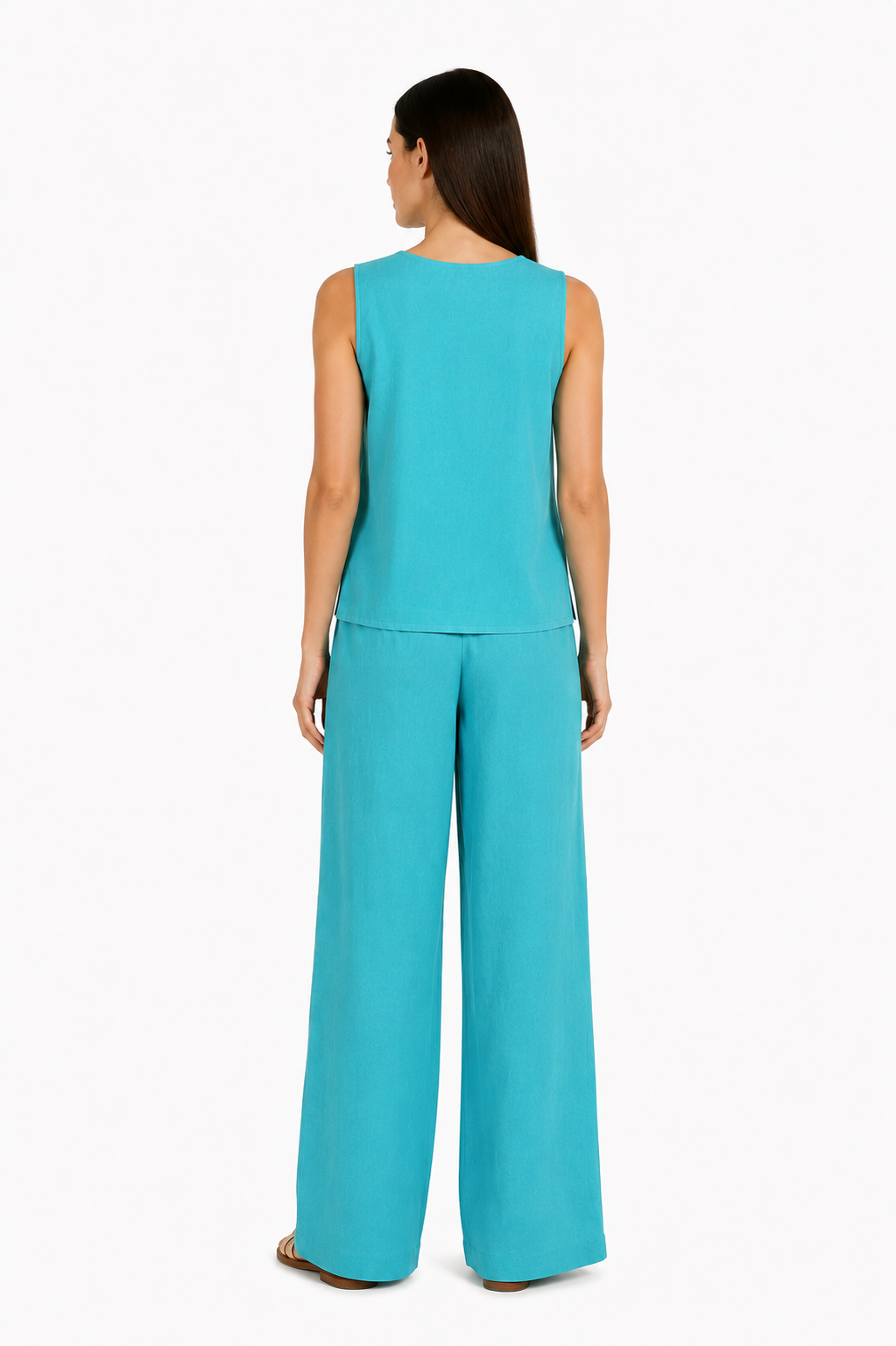 Women's Linen Set in Turquoise – Tank Top and Pants 26125 - 123 / 2026 Women's Linen Set in Turquoise – Tank Top and Pants 26125 - 123 / 2026
