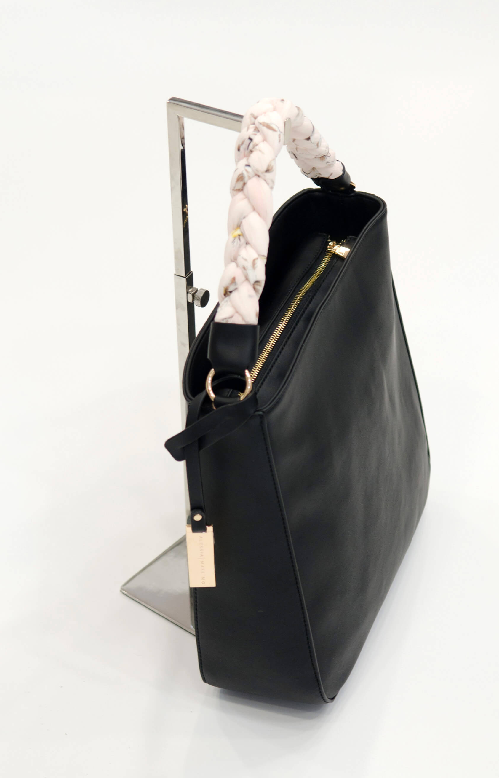 Negru doamnă geantă de mână cu mâner scurt și umăr BAG 1174 BLACK
