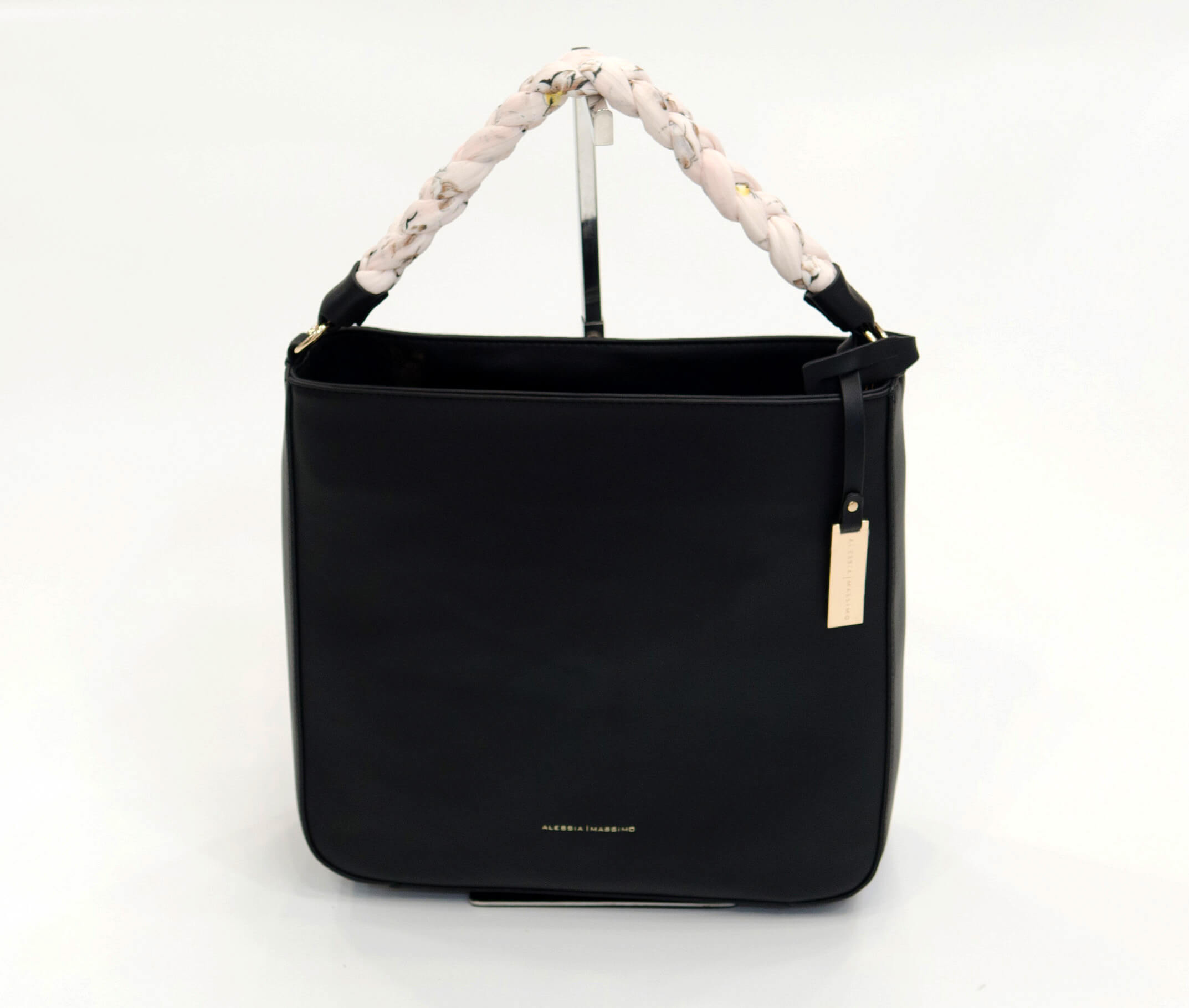 Negru doamnă geantă de mână cu mâner scurt și umăr BAG 1174 BLACK