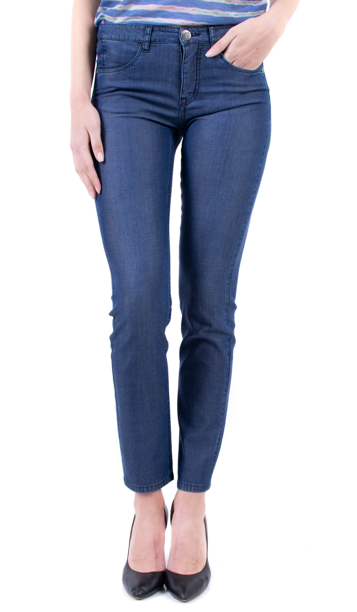 Women's summer jeans with denim fabric N 18102 SVR Women's summer jeans with denim fabric N 18102 SVR
